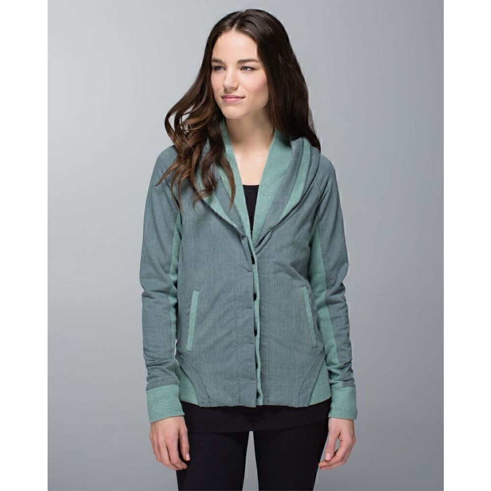 Lululemon To Class Heathered Grey Double Collar Button-Down Jacket Size 10